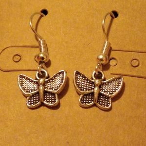 Handcrafted Butterfly Charm Hook Earrings